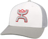 Hooey Mens Coach Flex Fit Mesh Back Baseball Cap Hat, White / Grey