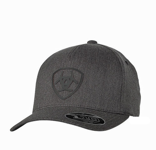 Ariat Mens Shield Logo FlexFit Adjustable Snap Back Ball Cap, Charcoal Grey