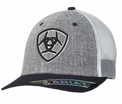 Ariat Mens Shield Logo Adjustable Snapback Cap Hat (Charcoal/White)