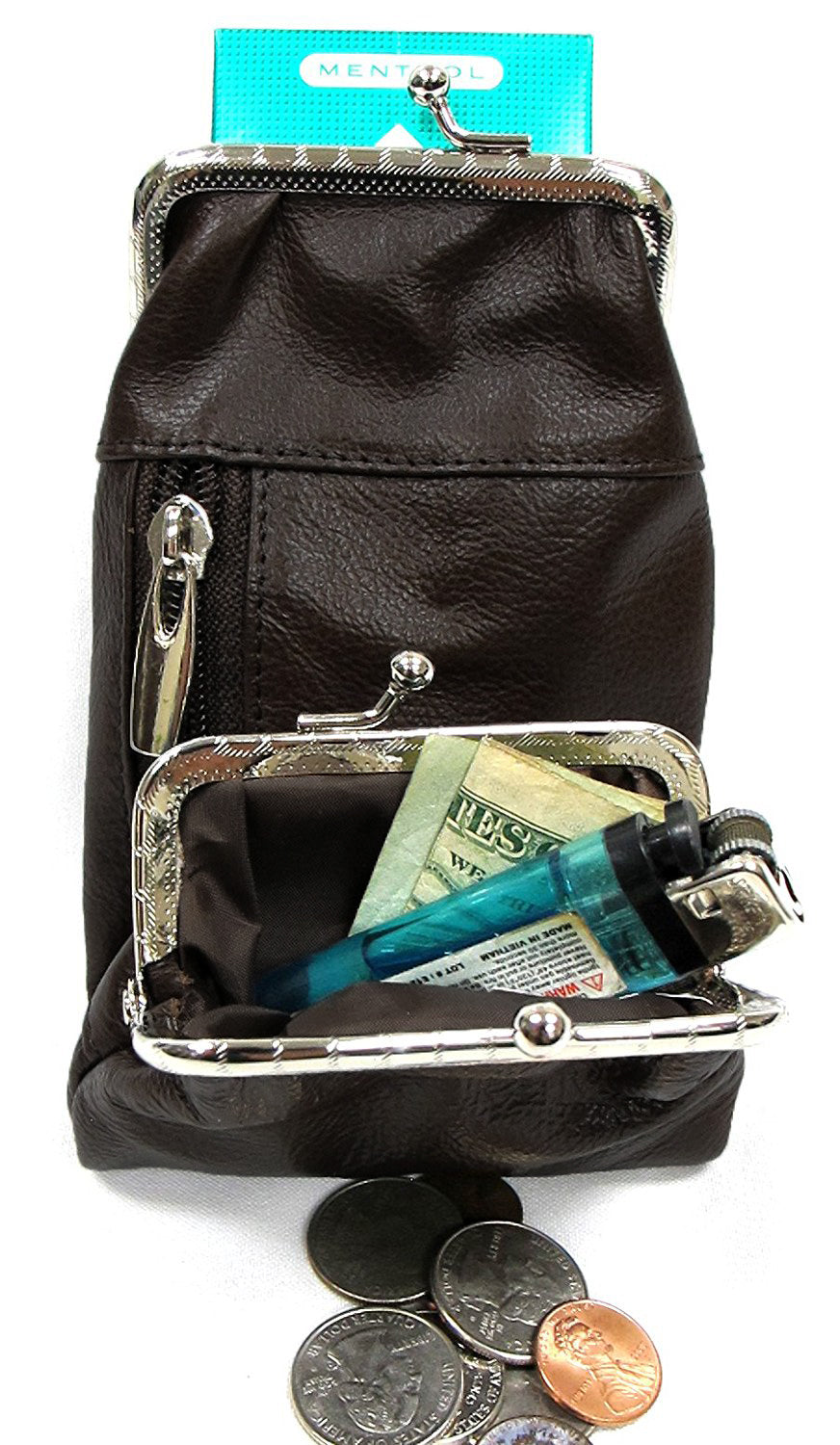 Roma Leathers Genuine Leather Cigarette and Lighter Case with Twist Clasp