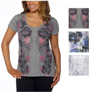 DKNY Jeans Ladies Short-sleeve Scoop-Neck Printed Tee