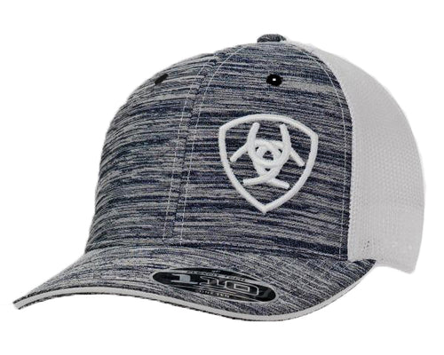 Ariat Mens Adjustable Mesh Flexfit Logo Cap Hat (Heather Grey/White, One Size)