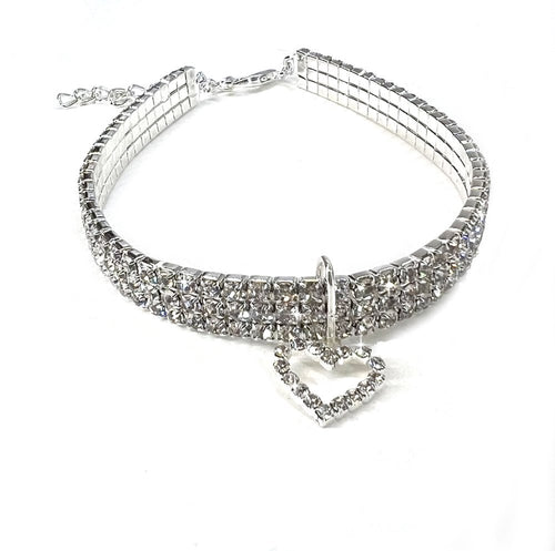 Jacqueline Kent Diamonds in the Ruff Dog Necklace, Silver Heart