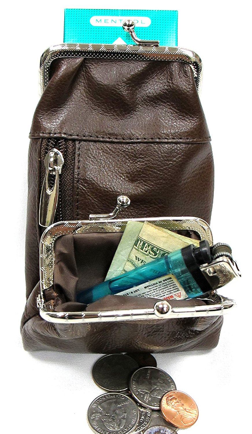 Roma Leathers Genuine Leather Cigarette and Lighter Case with Twist Clasp