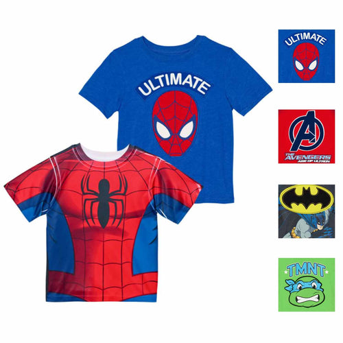 Boys Superhero Character Graphic 2 Pack T-Shirt Set