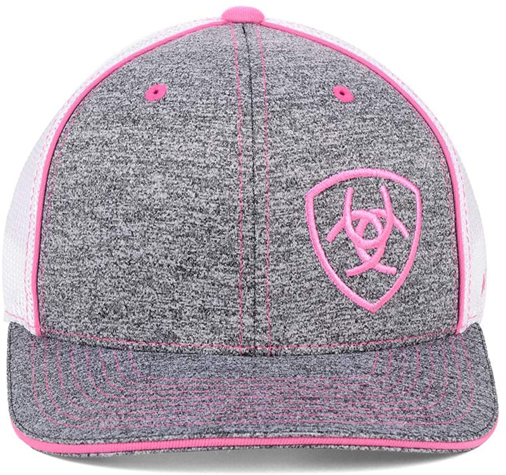 Ariat Womens Logo Adjustable Meshback Snapback Hat (Grey/White/Pink, One Size)