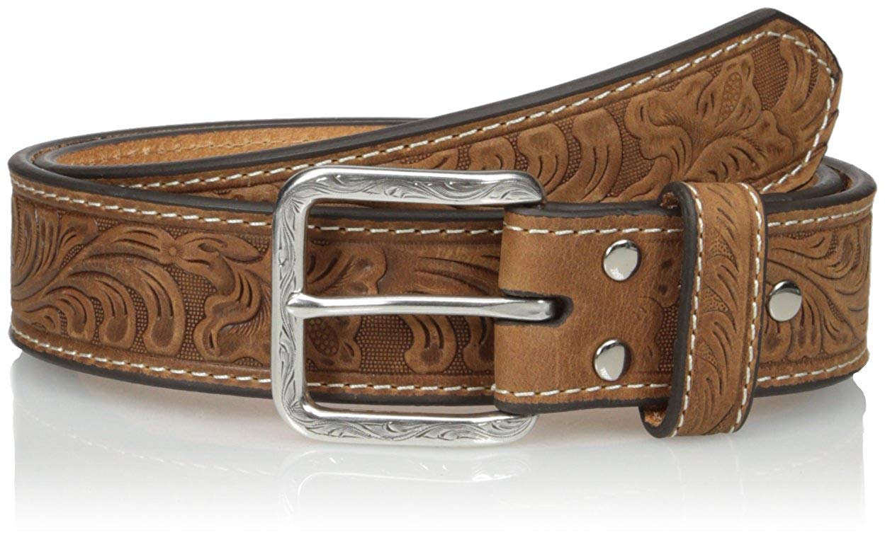 Nocona Mens Floral Embossed Western Leather Belt