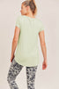 Mono B Womens Longline Deep V-Neck Pocket Short Sleeve Shirt