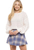 Blu Pepper Mine Womens Eyelet Knit Back Tie Keyhole Long Sleeve Sweater