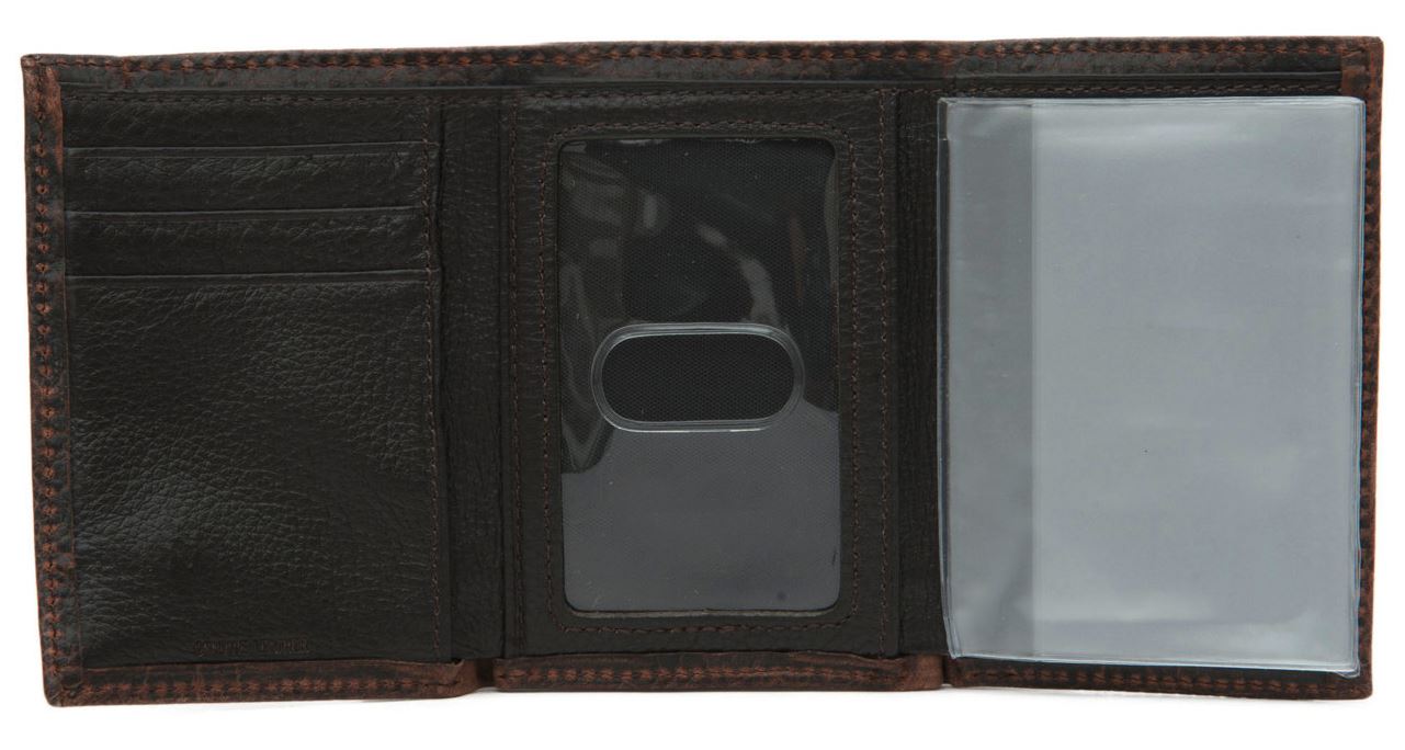 Ariat Performance Work Mens Leather Tri-Fold Wallet (Dark Brown)