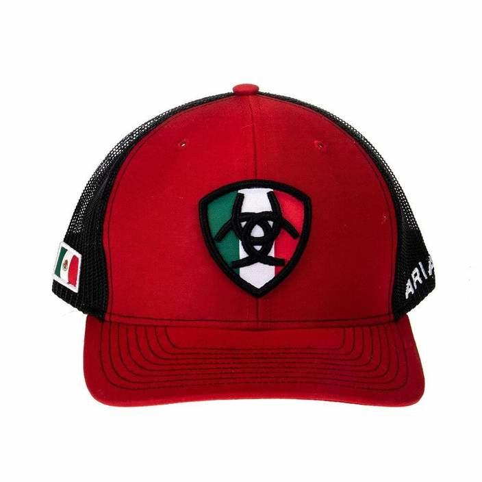 Ariat Mens Richardson Mexico Shield Snap Back Adjustable Ball Cap(Red, One Size)