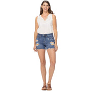 Judy Blue Womens Floral Print Pocket Lining Distressed Denim Shorts