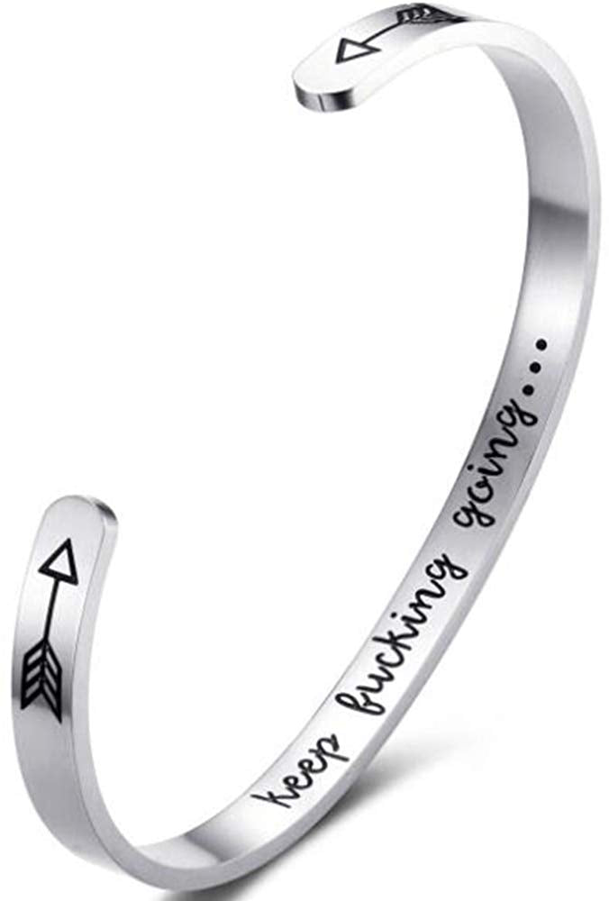 KFG Inspirational Womens Keep Going Motivational Bangle Bracelet