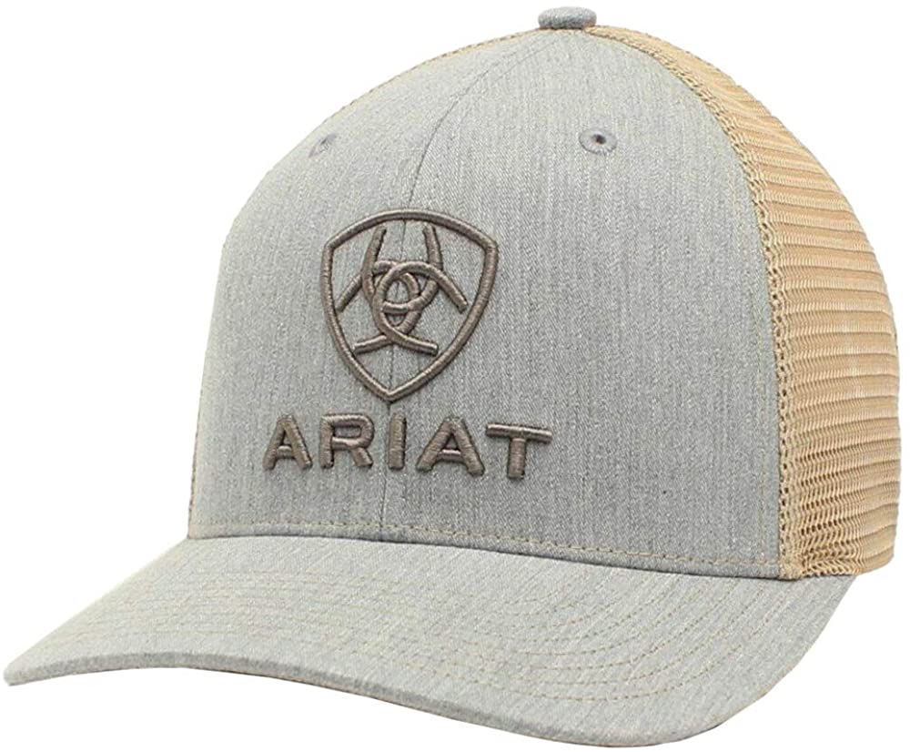 Ariat Mens Richardson 112 Adjustable Snapback Trucker Hat (Grey/Tan)