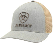 Ariat Mens Richardson 112 Adjustable Snapback Trucker Hat (Grey/Tan)