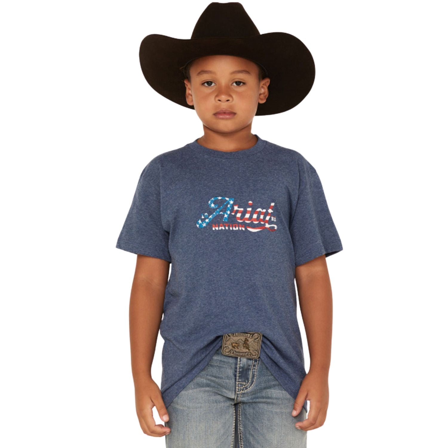 Ariat Youth Boys Script Flag Short Sleeve T-Shirt Tee