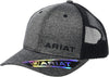 Ariat Mens Richardson 112 Adjustable Snapback Trucker Hat (Black Heather)