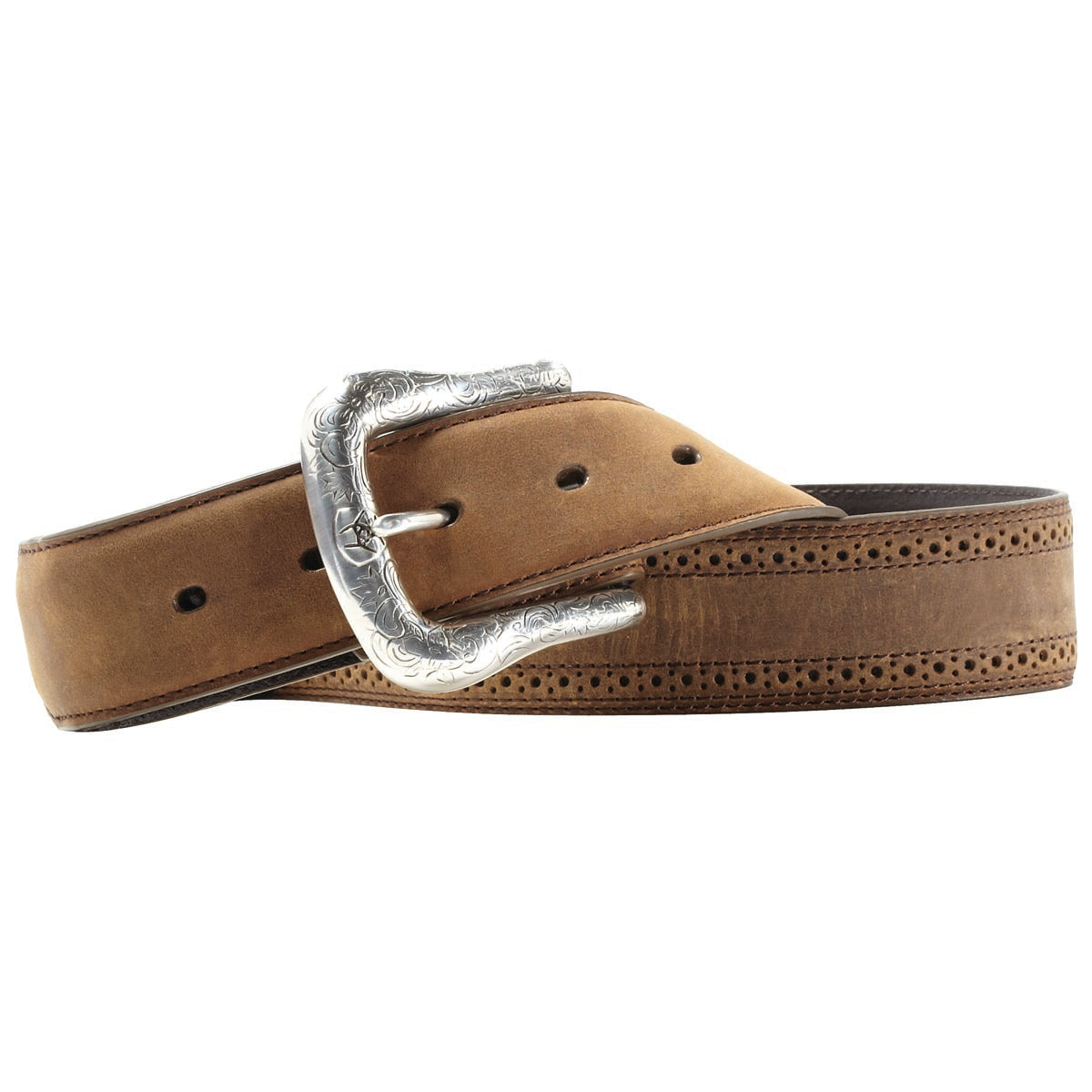 Ariat Mens Western Boot Vent Leather Belt, Distressed Brown