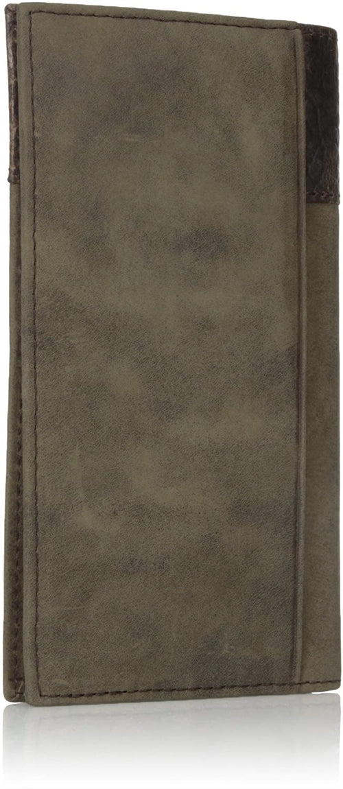 Ariat Men's Boot-Embroidery Brown Rodeo Wallet Checkbook Cover