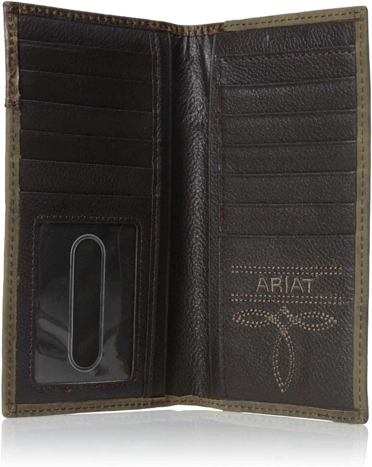 Ariat Men's Boot-Embroidery Brown Rodeo Wallet Checkbook Cover