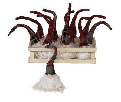 Bright Ideas Plush Santa Gnome Christmas Ornament Tree Decoration, Red Plaid