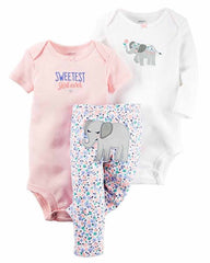 Carters Baby Girl's 3 Piece Matching Outfit Set-2 Onsies, 1 Pant