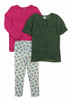Carters Toddler Girls 3 Piece Matching Outfit Kids Set-2 Tops, 1 Pant Bottom