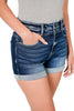 Zenana Womens Cuffed Double Button Denim Shorts