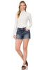 Zenana Womens Lightly Distressed Frayed Hem Denim Shorts