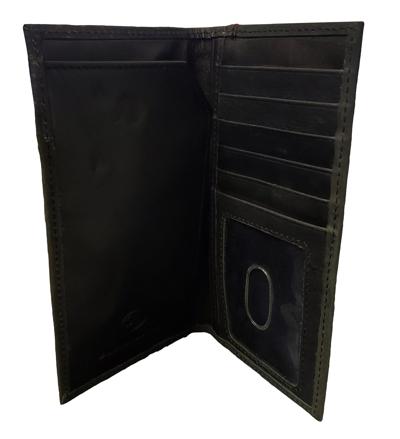 3D Belt Company Mens Distressed Leather Rodeo Checkbook Wallet (Black / Blue)