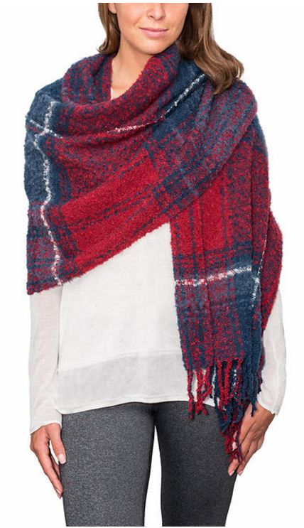Emanual Geraldo Womens Oversized Plaid Blanket Scarf