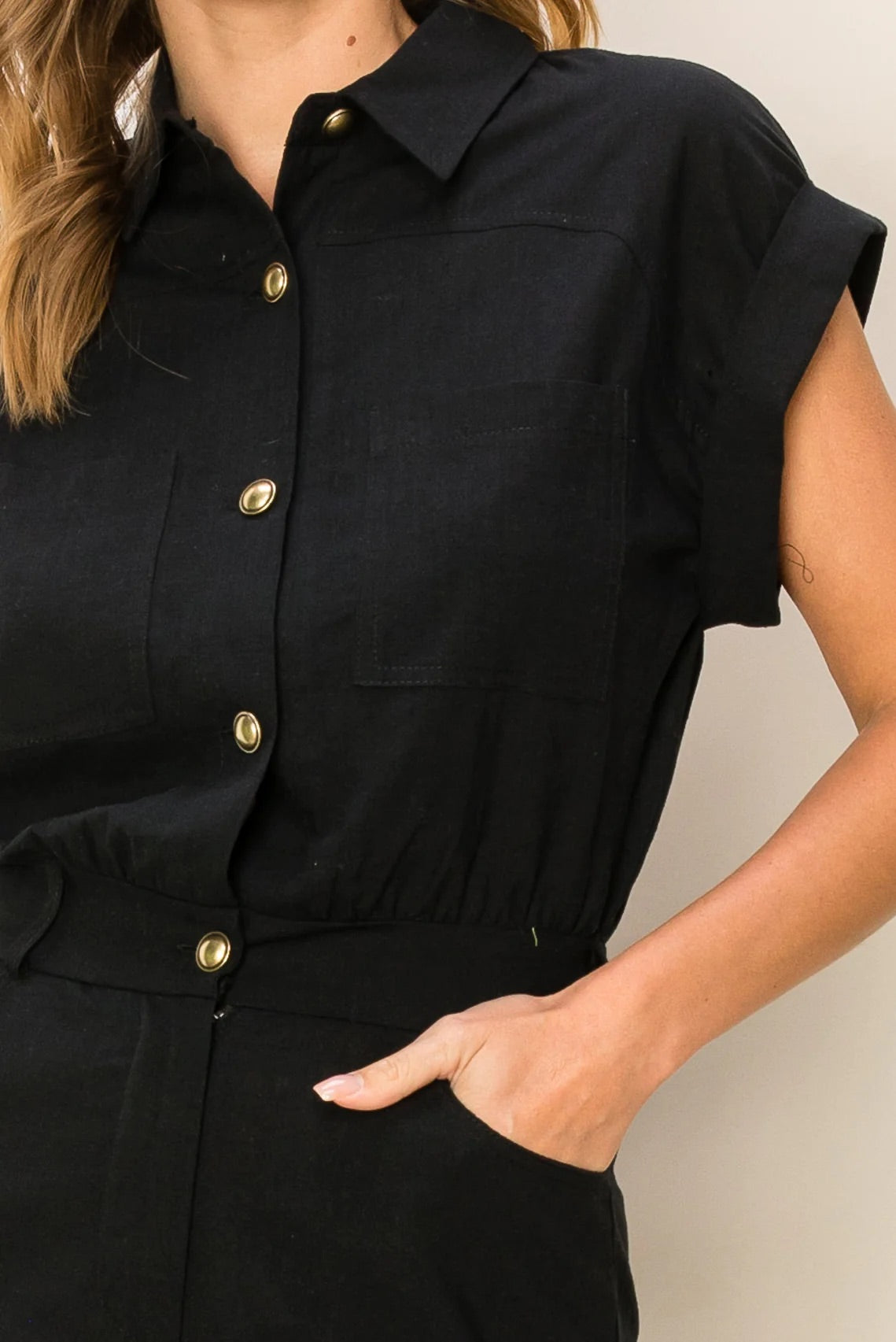 HYFVE Womens Sheer Attitude Button Front Romper