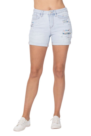 Judy Blue Womens High Rise Classic 5 Pocket Cutoff Bermuda Shorts