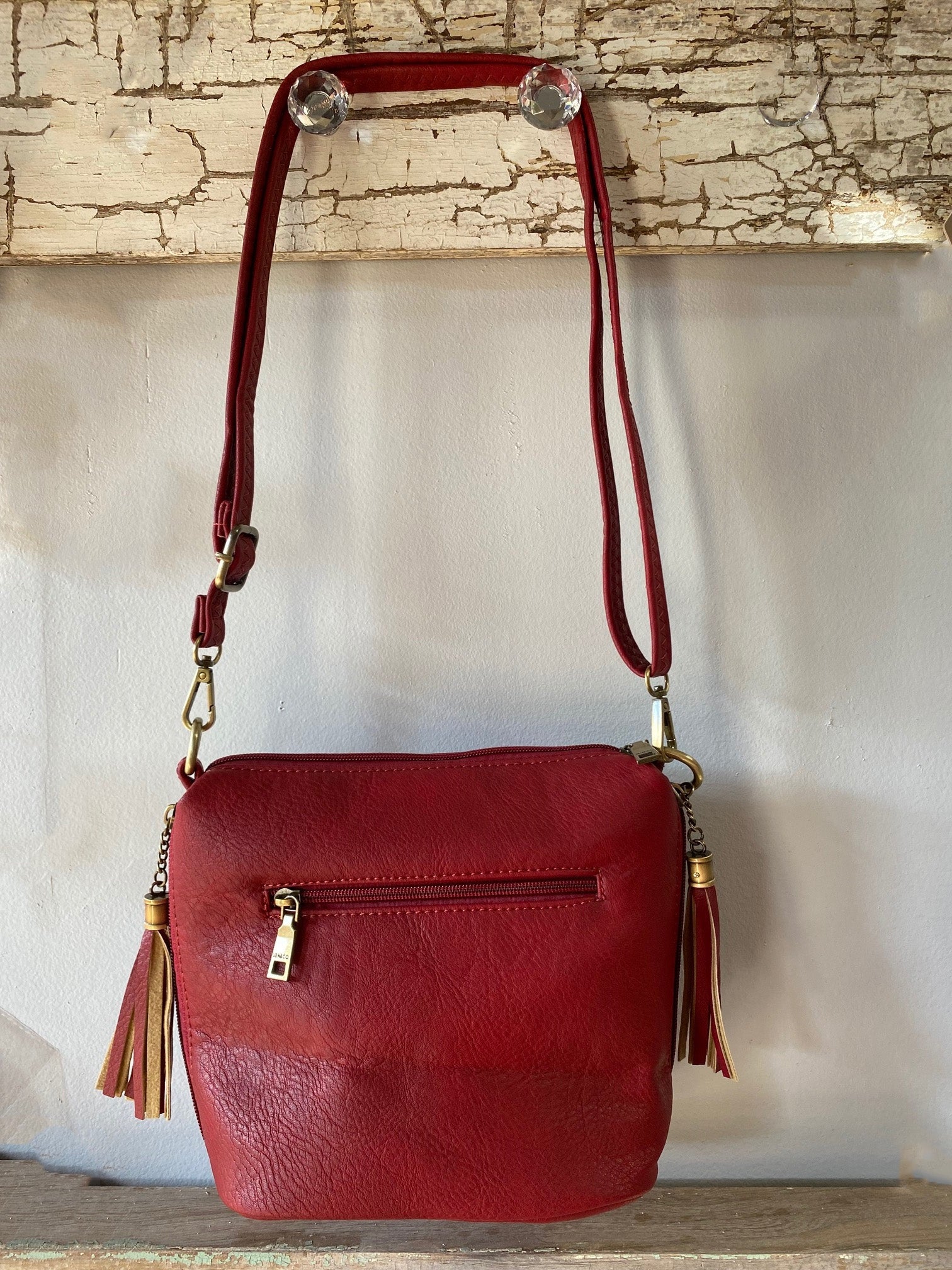 Jen & Co. Womens Dylan Vegan Leather Crossbody Concealed Carry Handbag