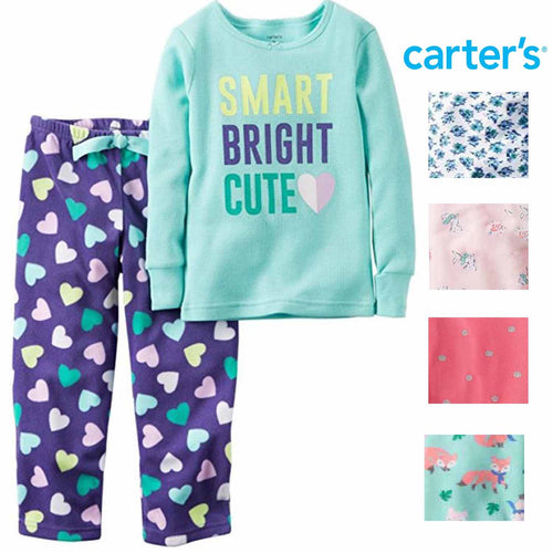 Carters Girl's 2 Piece Cozy Flannel Pajamas Shirt and Pant Sleepwear