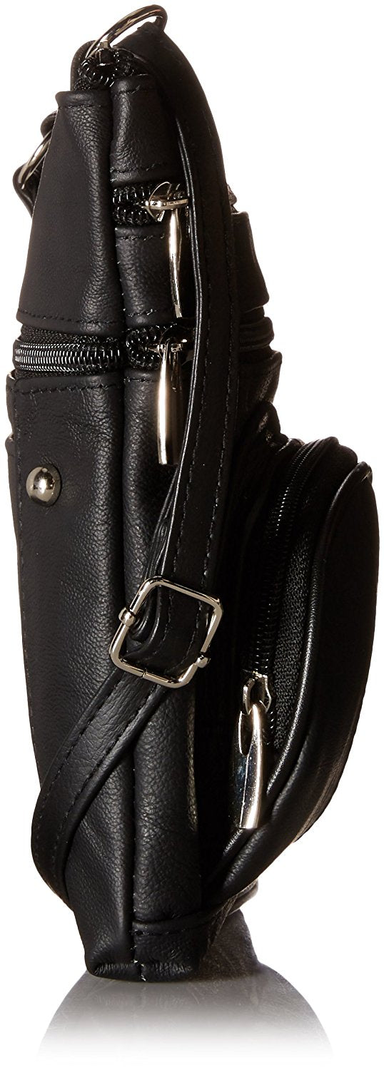 Roma Leathers Genuine Leather Multi-Pocket Crossbody Purse Bag