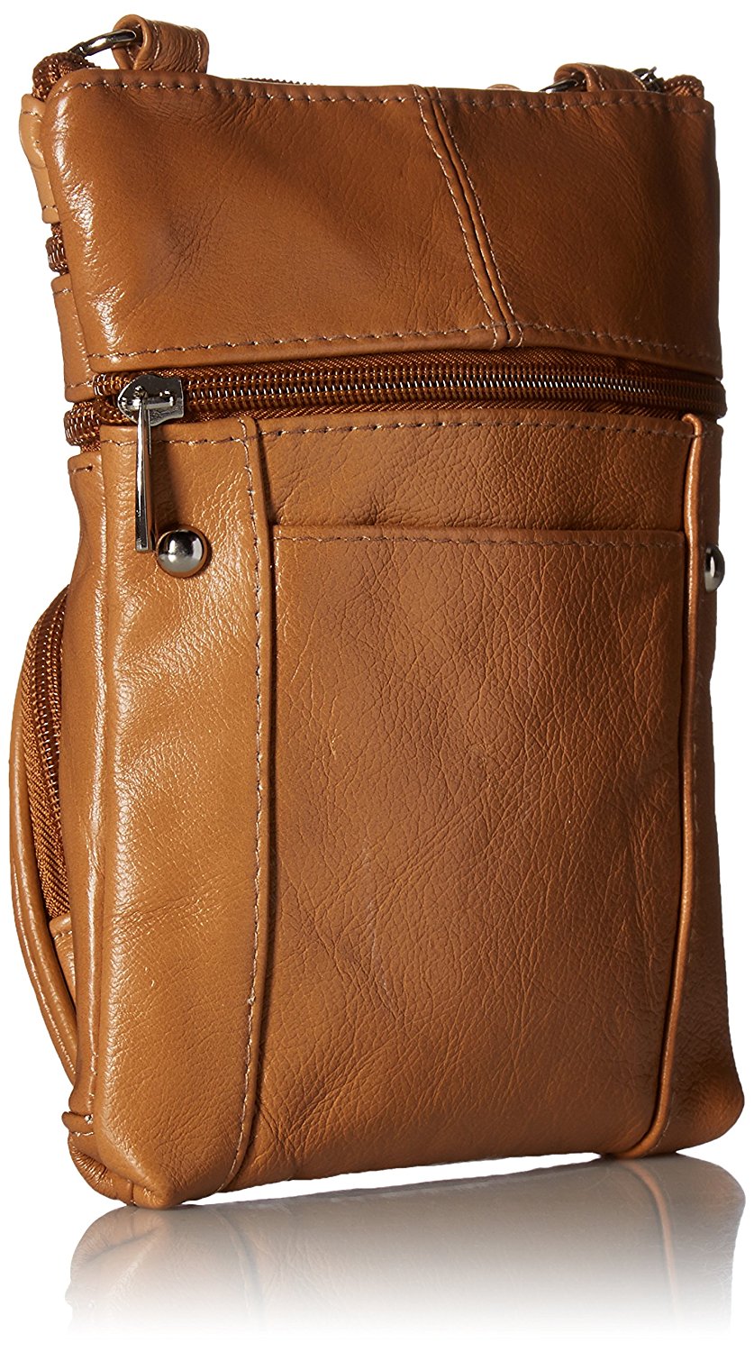 Roma Leathers Genuine Leather Multi-Pocket Crossbody Purse Bag
