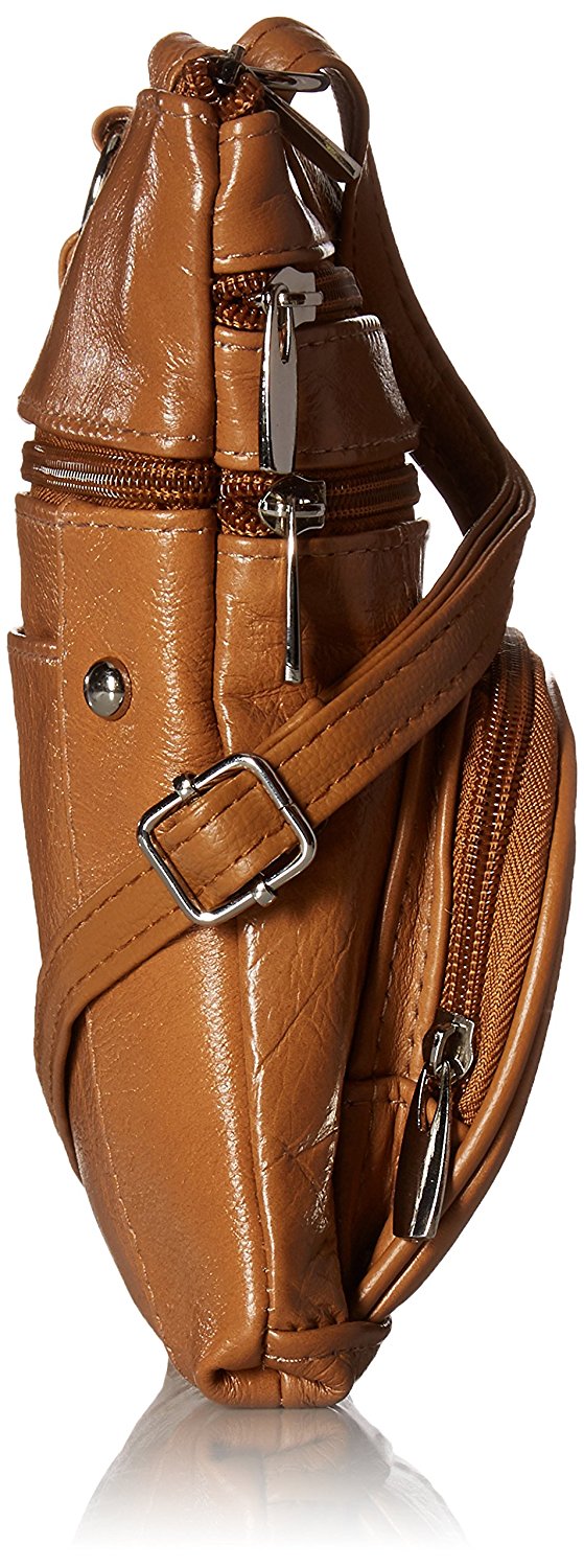 Roma Leathers Genuine Leather Multi-Pocket Crossbody Purse Bag