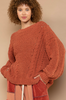 POL Clothing Women's Oversized Cable Knit Chenille Sweater