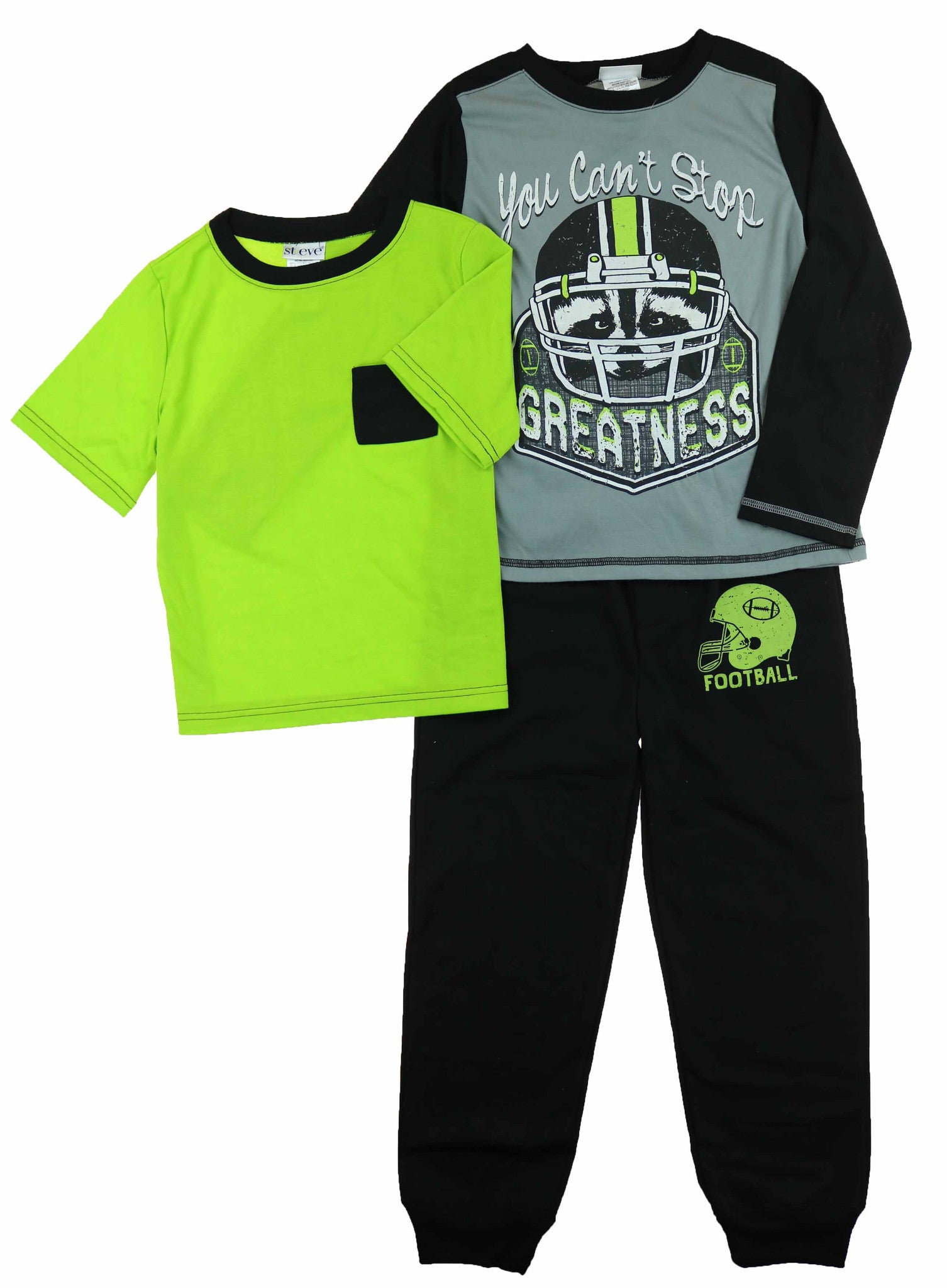 St. Eve Boy's 3 Piece Mix and Match Flame Resistant Pajama Sleep Set