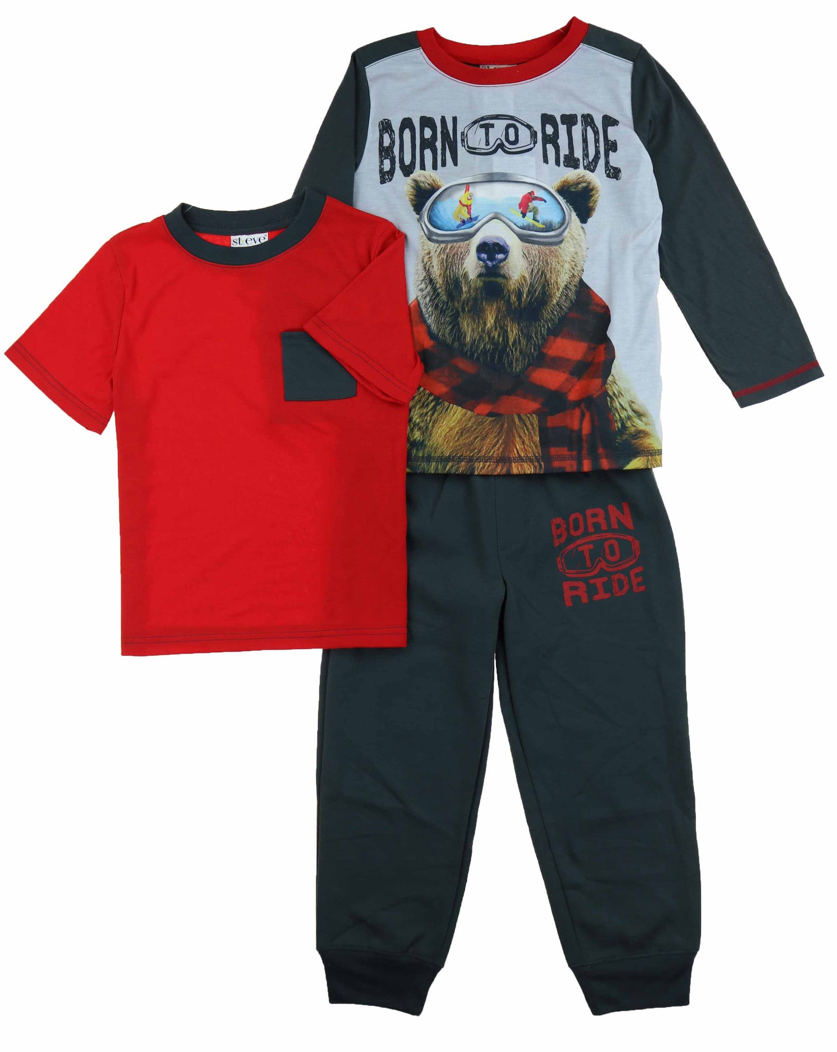 St. Eve Boy's 3 Piece Mix and Match Flame Resistant Pajama Sleep Set
