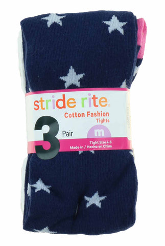 Stride Rite Girl's 3 Pack Cotton Fashion Tights/Leggings