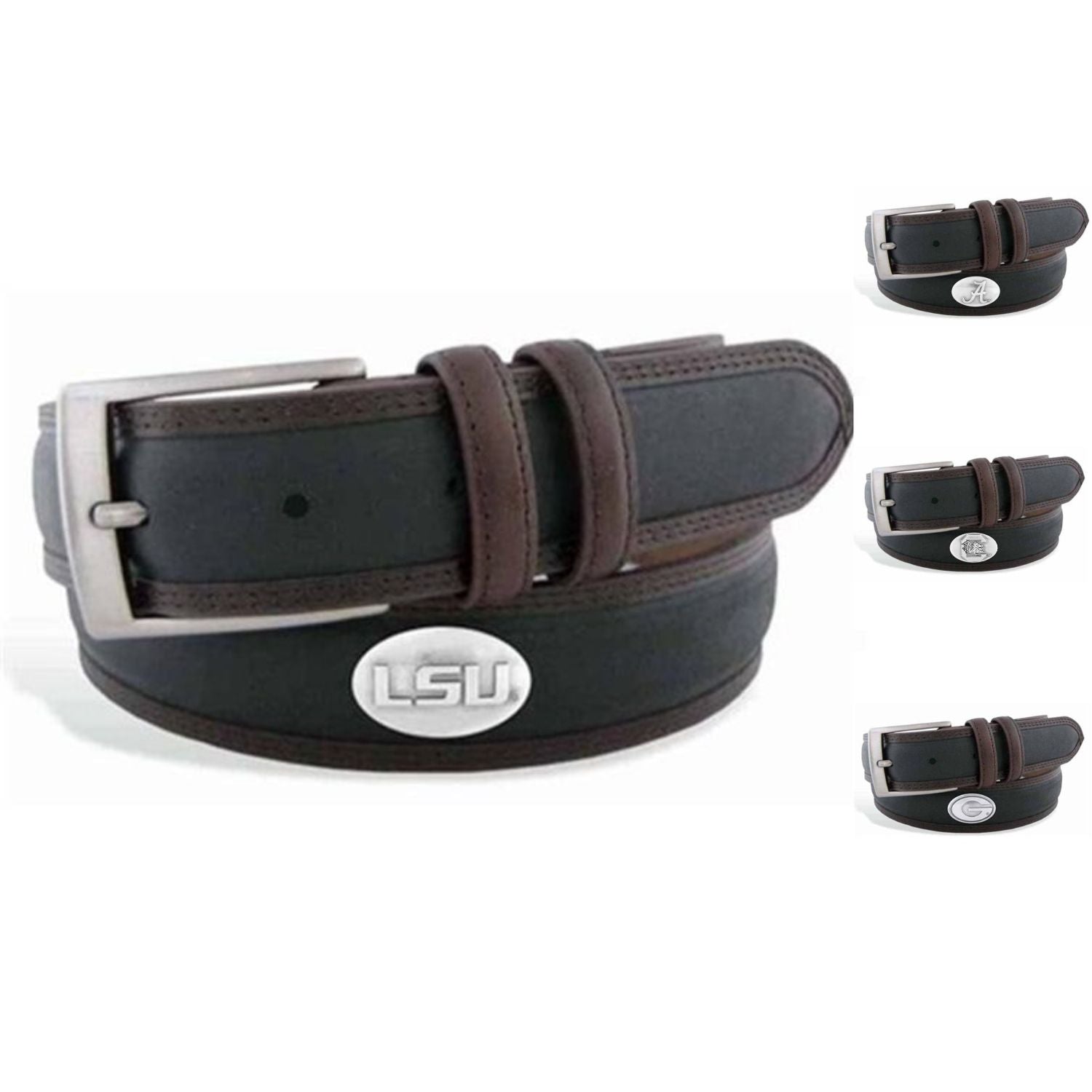 ZEP-PRO Mens NCAA Two Tone Leather Concho Belt