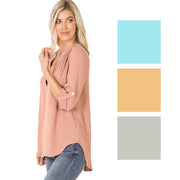 Zenana Womens Woven Henley Split Neck Blouse