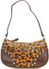 Nocona Girls Youth Shoulder Strap Handbag Purse, (Brown/ Leopard)