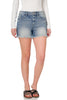 Zenana Womens Lightly Distressed Frayed Hem Denim Shorts