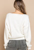 POL Clothing Womens V-Neck Sweater with Pearl Bead Detail