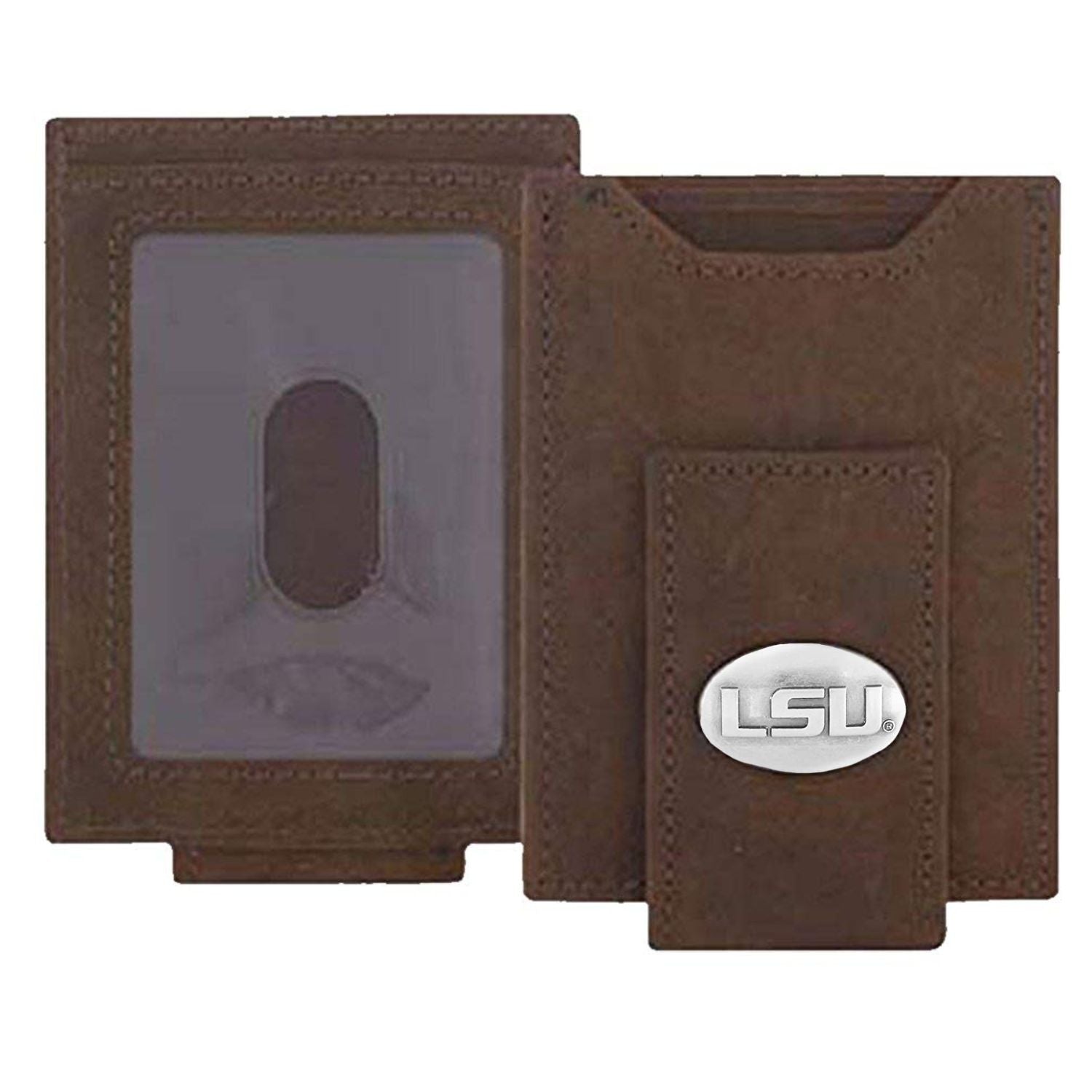 ZEP-PRO Mens Collegiate Crazy Horse Leather Front Pocket Wallet
