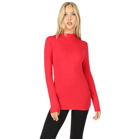 Zenana Womens Long Sleeve Mock Turtleneck Top