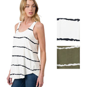 Zenana Womens Sleeveless Round Hem Striped Tank Top